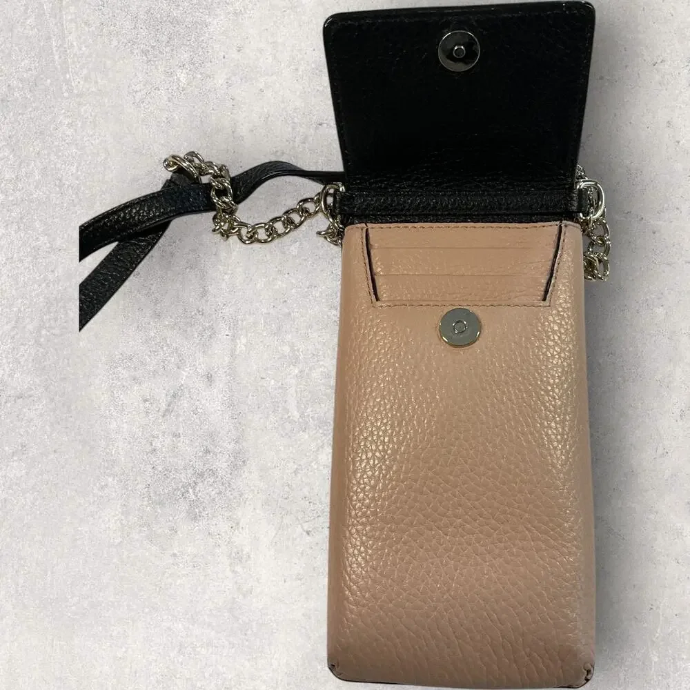 Kate Spade Bradley Pebbled Leather Phone Crossbody Bag Black / Taupe